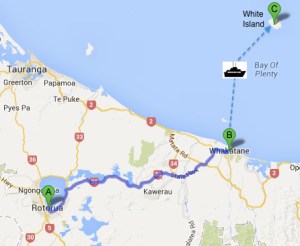 Whakatane travel route